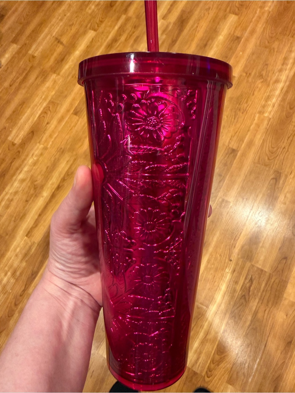 Starbucks 2017 Hot Magenta Embossed Tumbler - Picture 2 of 3
